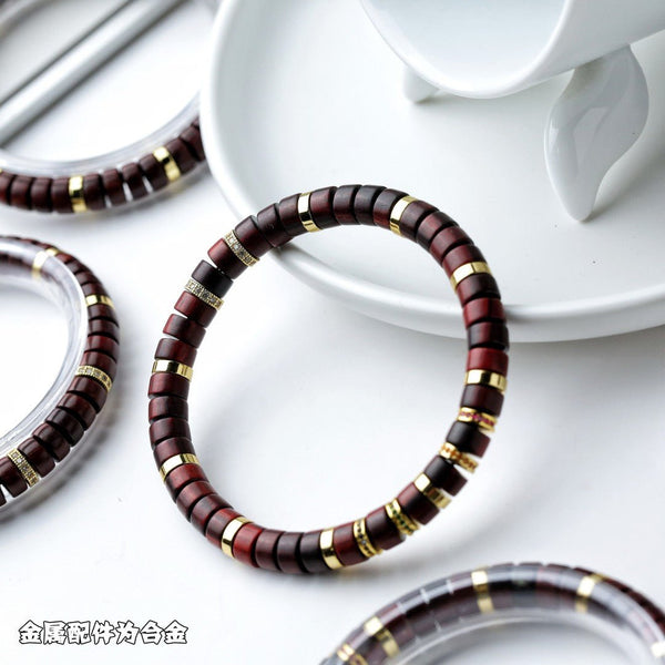 Four-Color Rosewood Bracelet | Handmade High-Density Beads