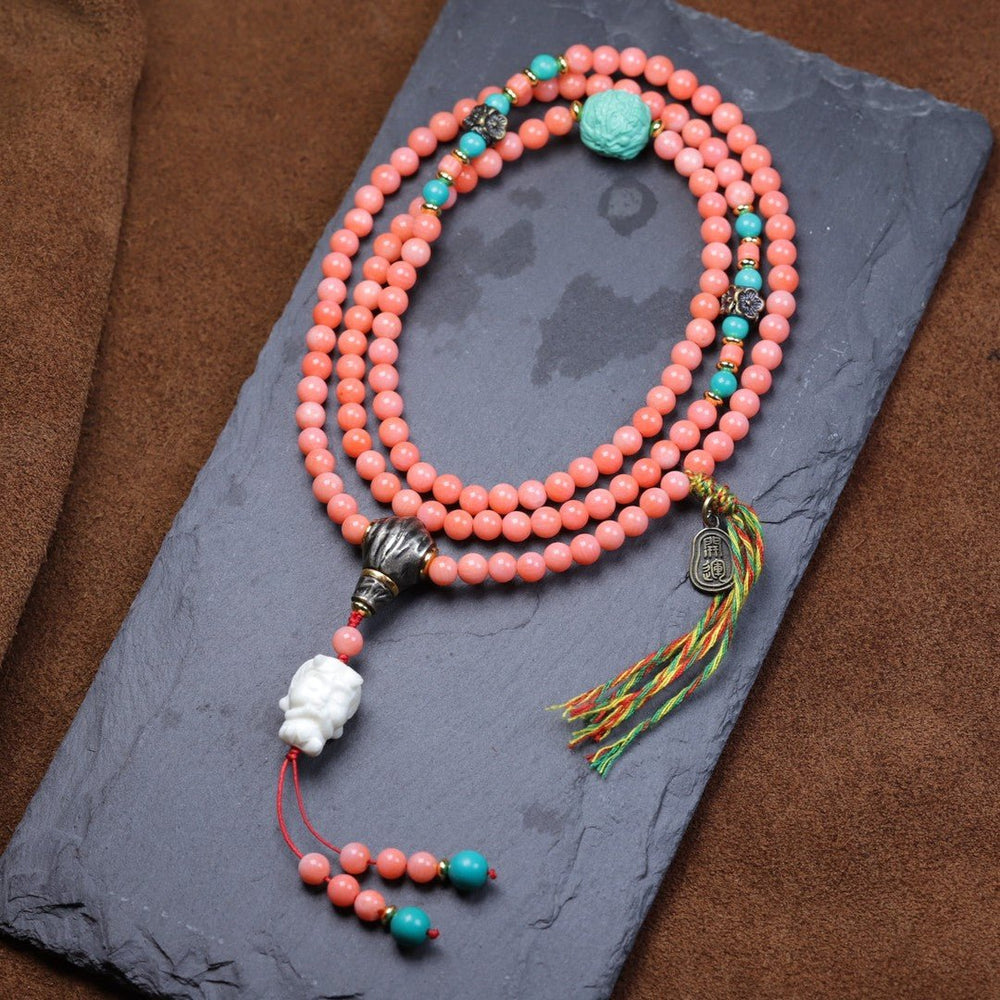 Tibetan Sea Bamboo 108 Prayer Beads – Handcrafted Buddhist Mala — view 1