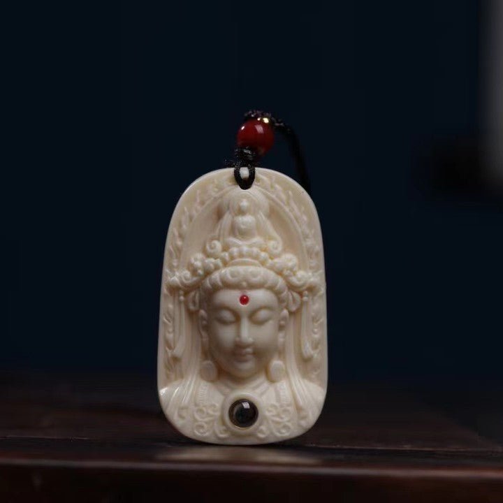 Mini Guanyin Ivory Nut Pendant – Bodhi Jewelry to Wear Around the Neck - view 1