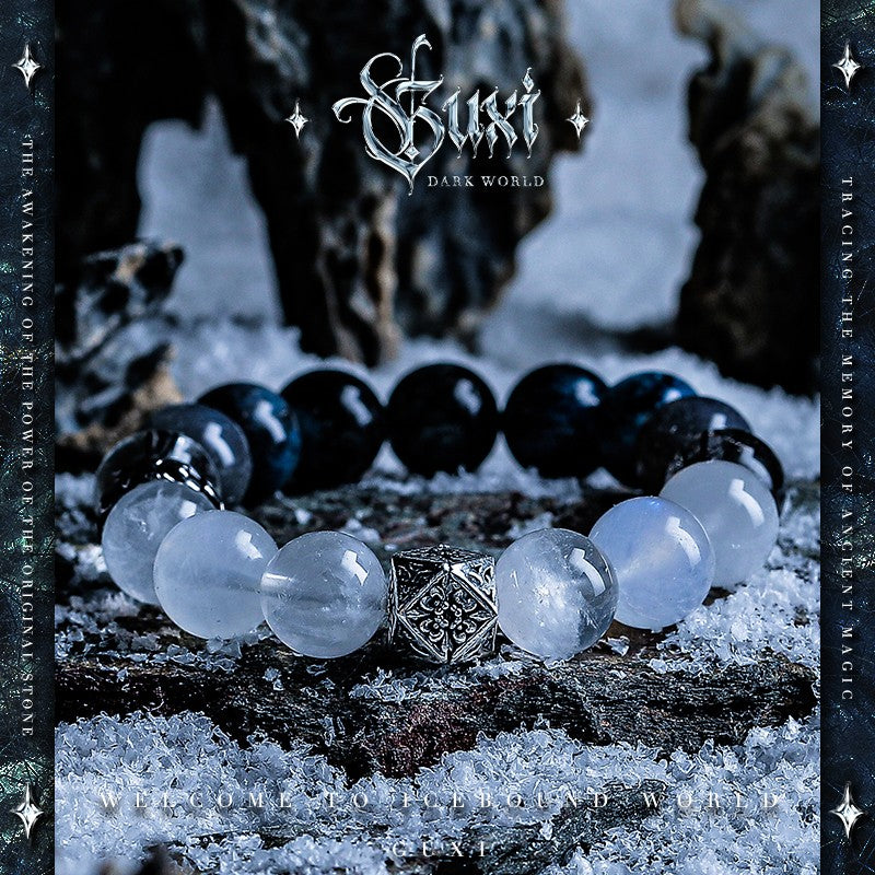 Ice Trails Dark Style Beaded Bracelet for Men - 925 Silver - 925 Silver Bracelet for Men