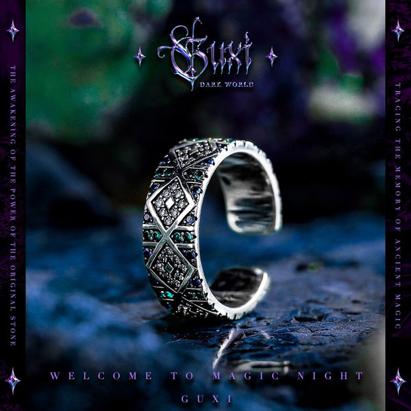 Celestial Stars 925 Silver Men's Open Ring