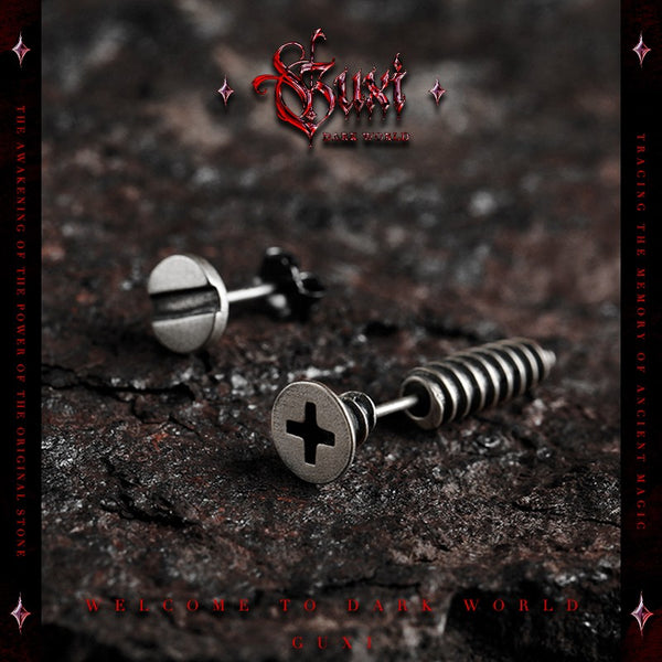 Cross Stud 925 Silver Earring - Men's Edgy Design