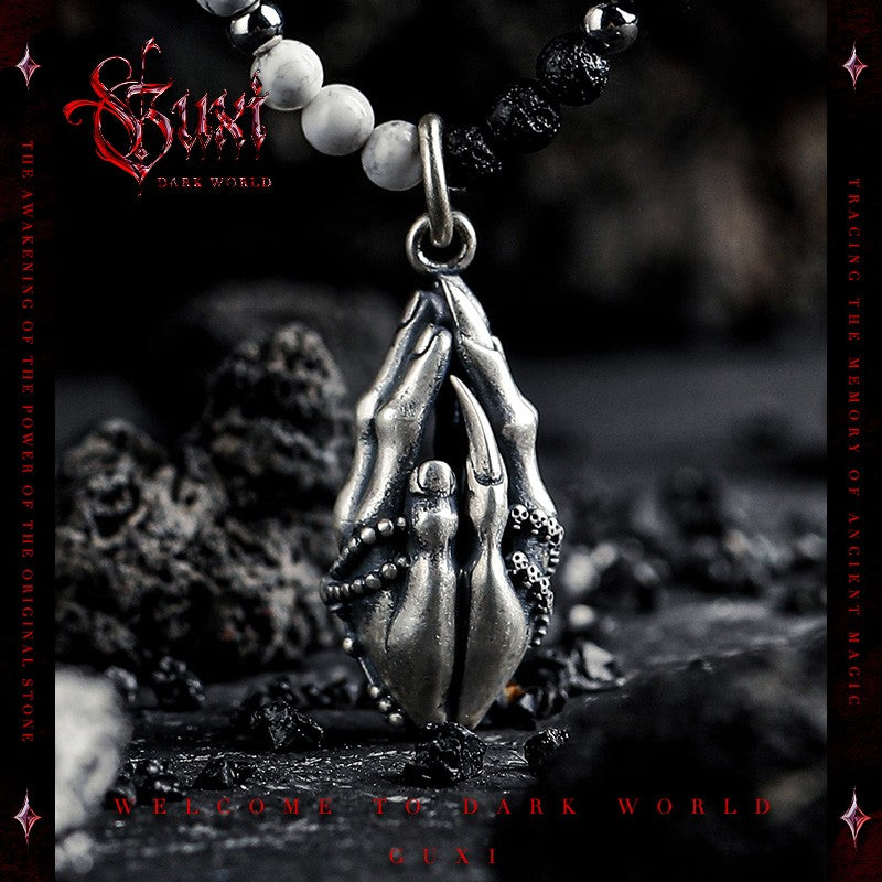 Formless Dark Gothic 925 Silver Men's Pendant - 925 Silver Necklace for Men