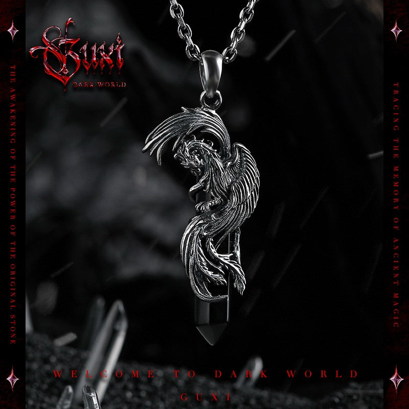 Phoenix Dance Vintage 925 Silver Pendant Necklace for Men - 925 Silver Necklace for Men