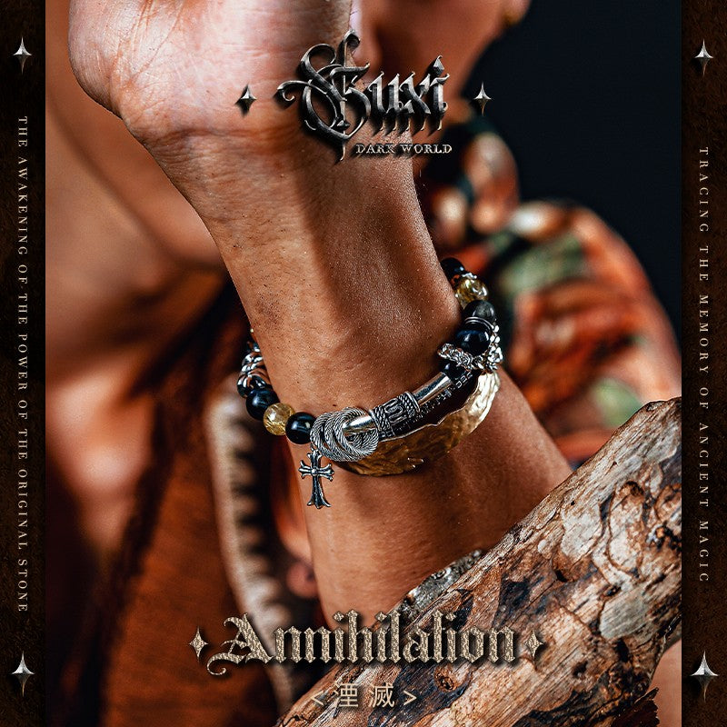Annihilation 925 Silver Beaded Bracelet for Men — view 2