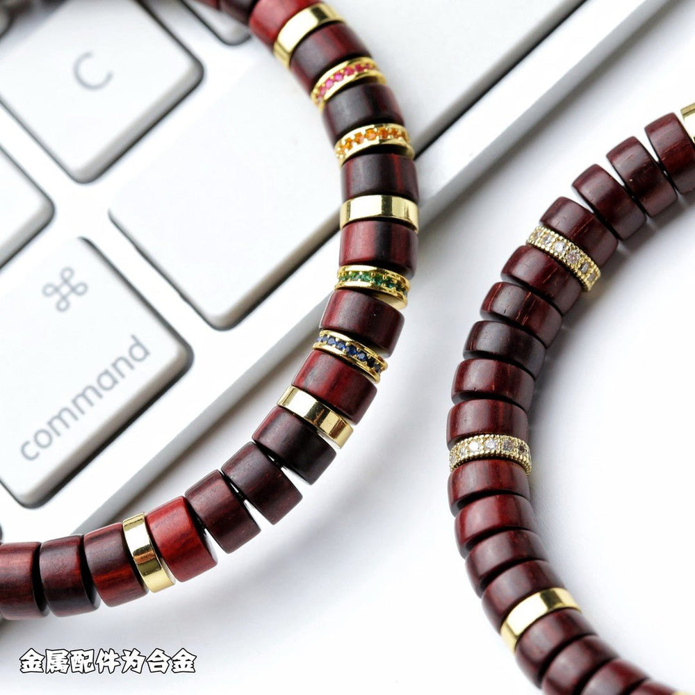 Four-Color Rosewood Bracelet | Handmade High-Density Beads - view 2