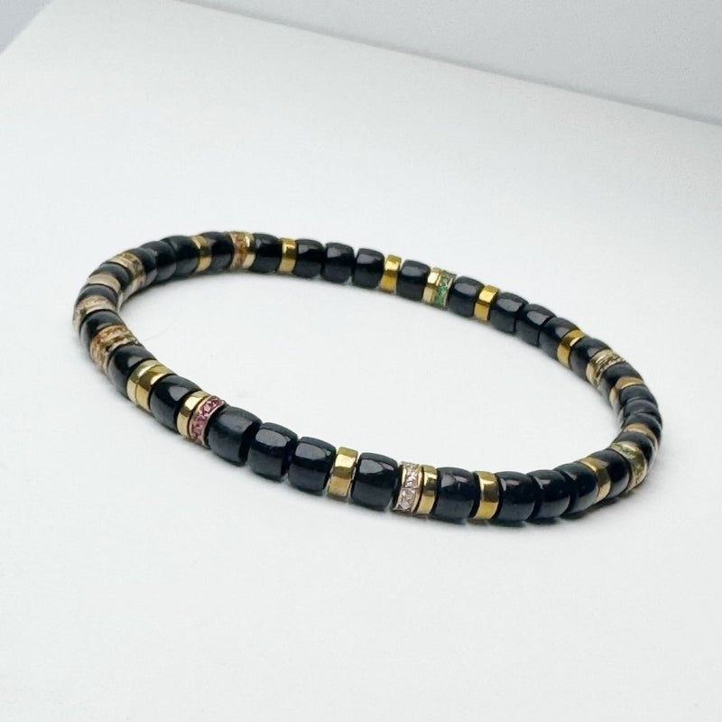 Tibetan - Cut Black Gold Coconut Shell Bracelet - 5.4mm Spiritual Mala for Grounding & Protection - Monk - Blessed Handcrafted Buddhist Jewelry - Buddhabelief