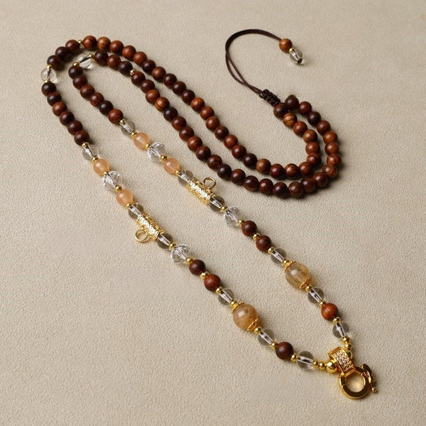 Handmade Thangka Cord – Adjustable Wooden Beads with Quick Release