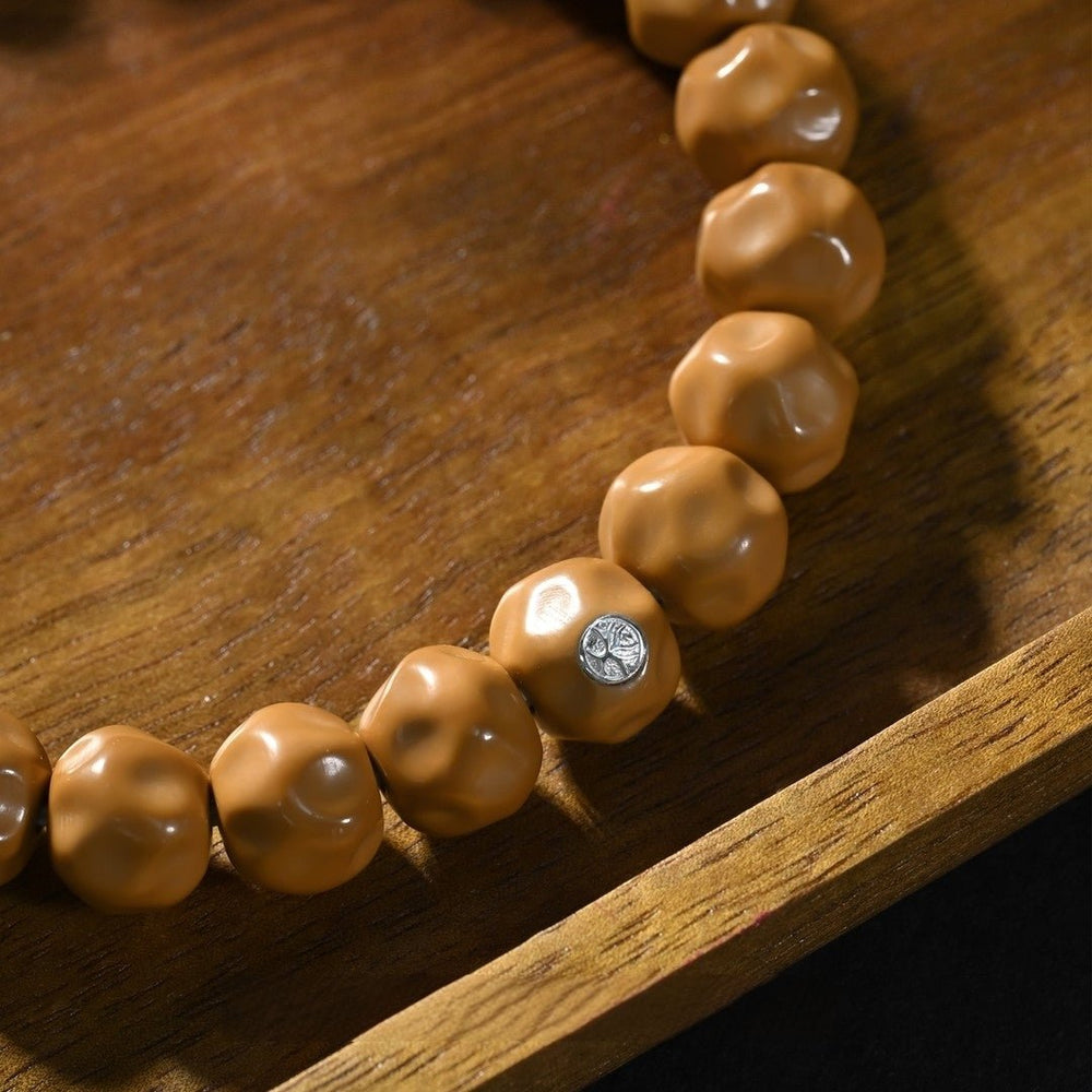 Formless Cheese Monkey Head Bead Bracelet - 10mm Single Loop Meditation Mala - view 2