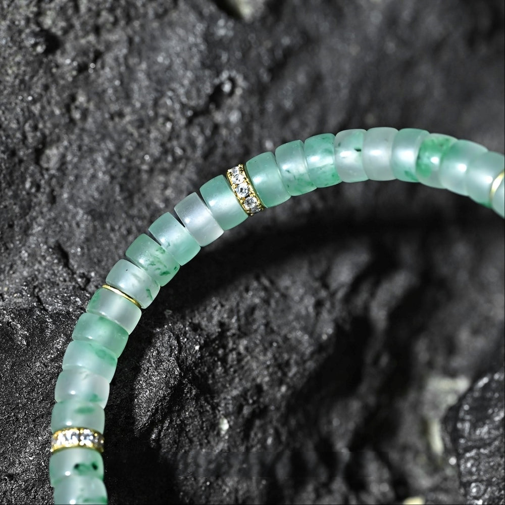 Jadeite Whisper Floating Flower Bracelet | 6mm Designer Mala - view 2