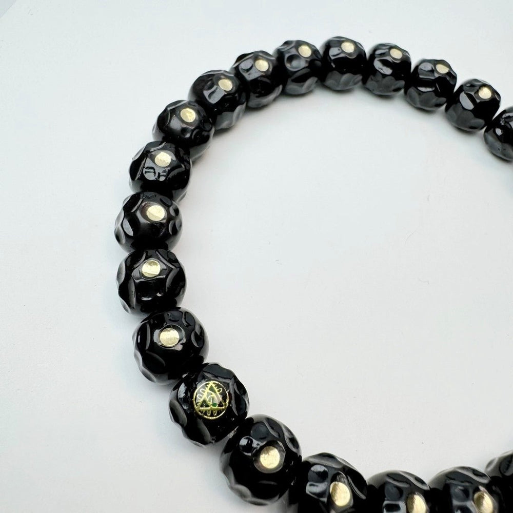 Black Gold Coconut Shell Mala – Formless Diamond Carved Beads - view 2