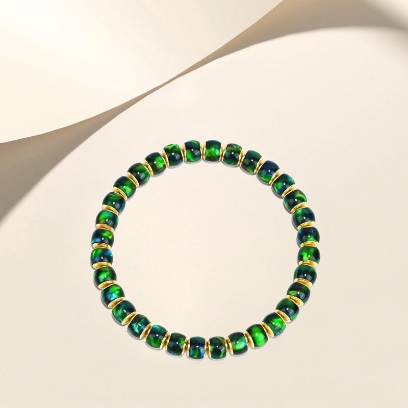 Crystal World Guardian Armor Series "Golden Shield, Blue Tide" Original Designer Bracelet - Wizard of Oz Themed Illusionary Green and Gold Crystal Bracelet - Buddhabelief
