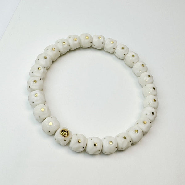 Handmade White Bodhi Gold Bracelet