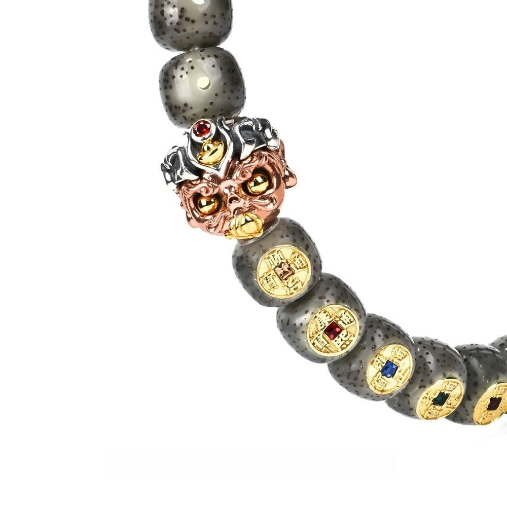 Guan Yu Crimson Star Bodhi Bracelet | Moon Star Ice-Inlay Beads - view 2