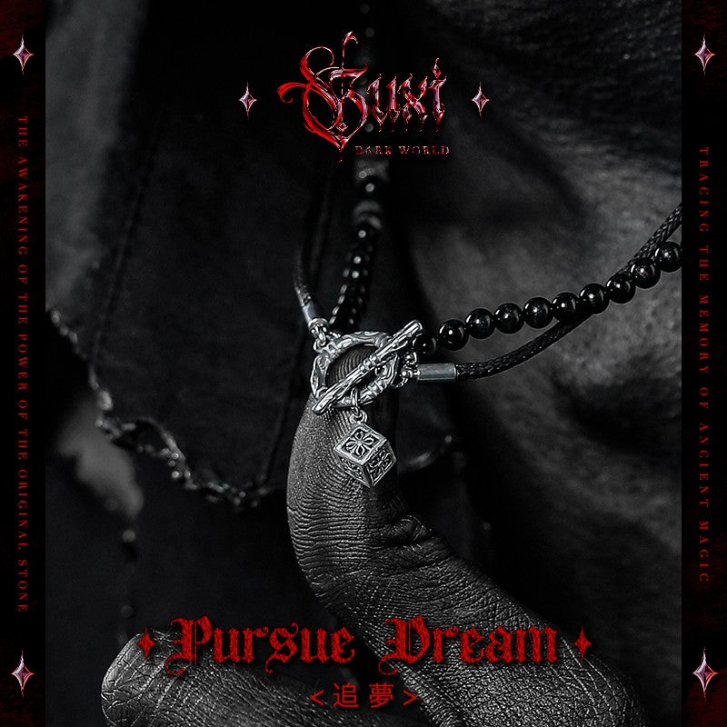 Chasing Dreams Dark Vintage Beaded Pendant Necklace detail view 1