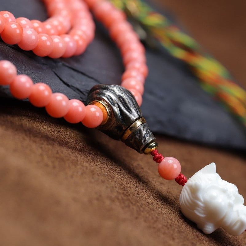 Tibetan - Style Handcrafted Sea Bamboo 108 Round Beads Prayer Mala – Buddhist Rosary for Meditation & Collection - Buddhabelief
