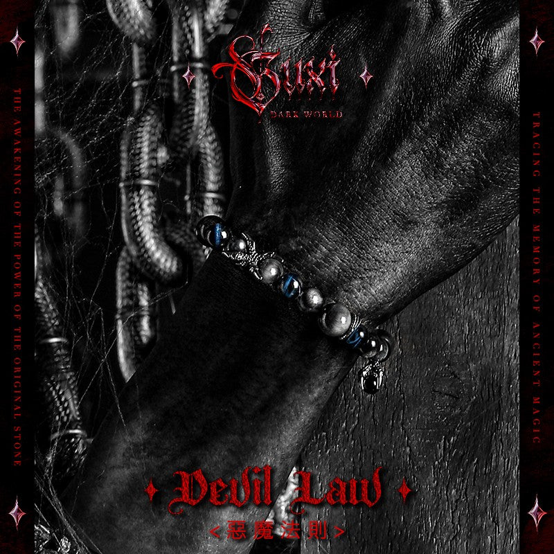 Devil's Code 925 Silver Men's Statement Bracelet — detail close-up | Buddhabelief