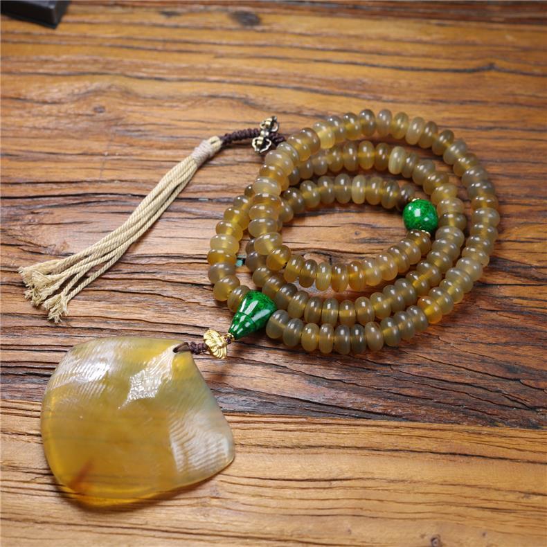 Natural Buffalo Horn 108 Prayer Beads – Handcrafted Barrel/Abacus - Shaped Mala for Meditation & Collection - Buddhabelief