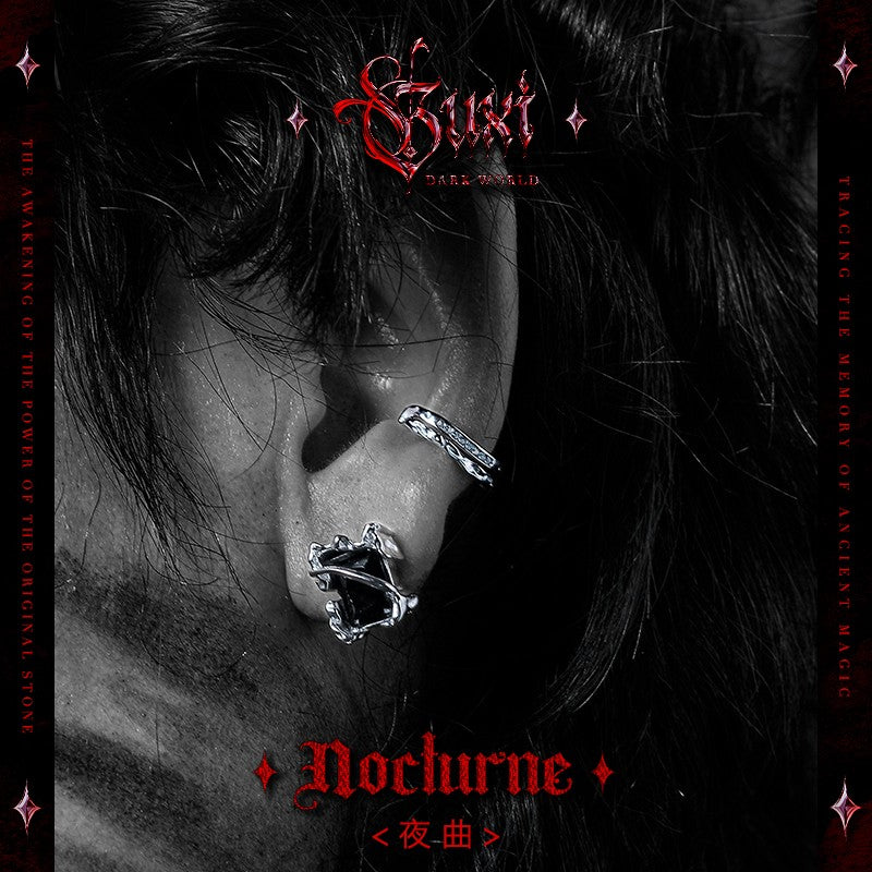 Nocturne Men's 925 Silver Ear Clip - No Piercing detail view 1