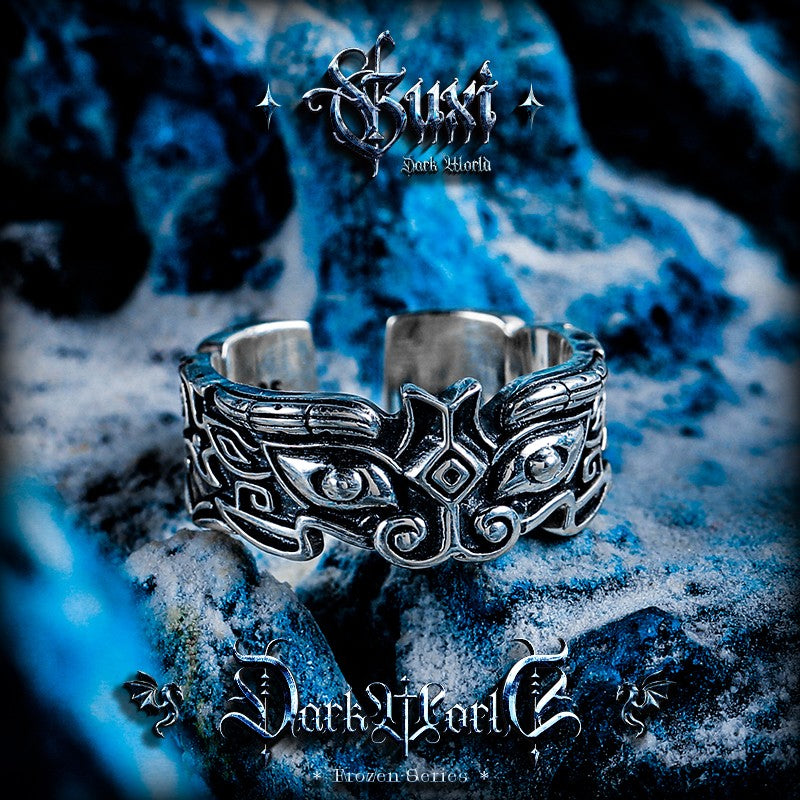 Devourer Beast Open Band Sterling Silver Ring — view 2