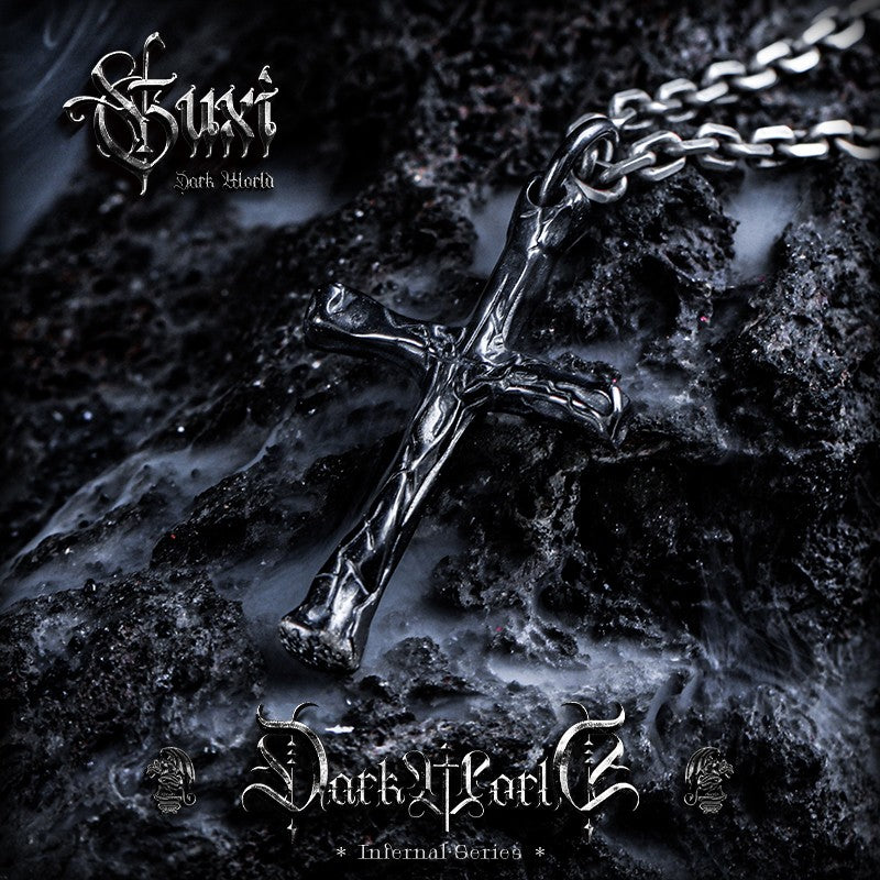 925 Silver Men's Abyssal Cross Necklace detail view 1