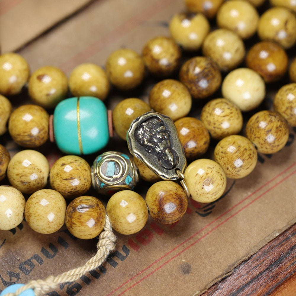 10mm Natural Yak Bone 108 Prayer Beads – Tibetan Buddhist Mala - view 2