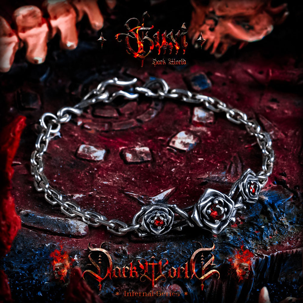 Thorned Rose 925 Silver Bracelet for Men — view 2