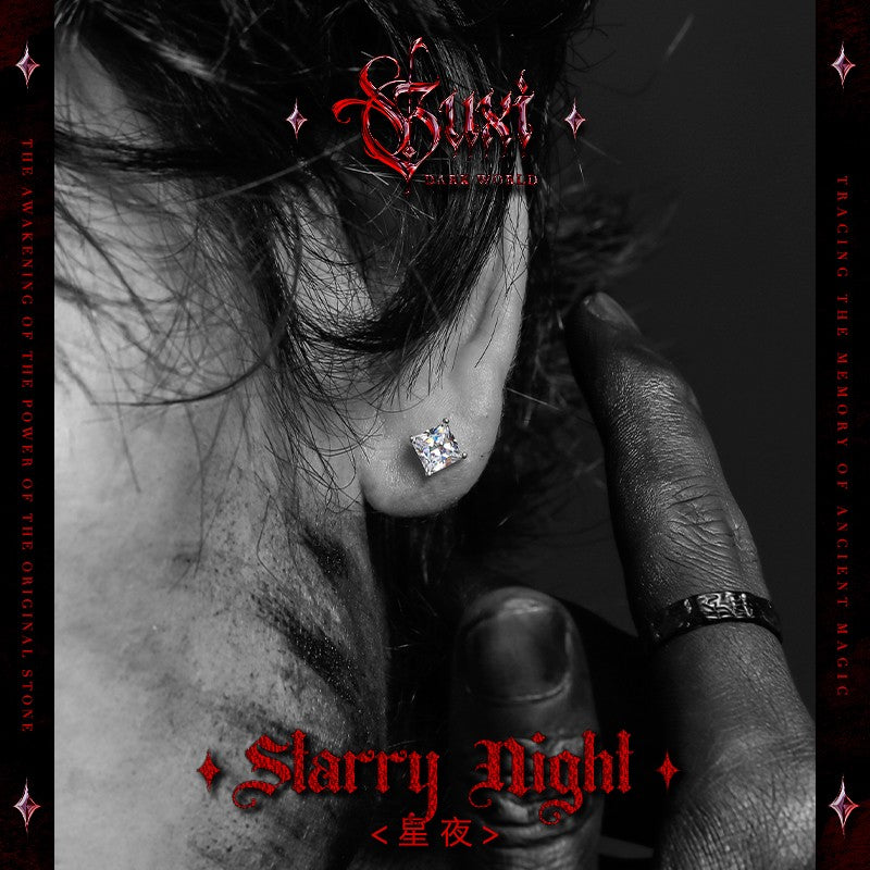 Starry Night Silver Stud Earrings — view 2