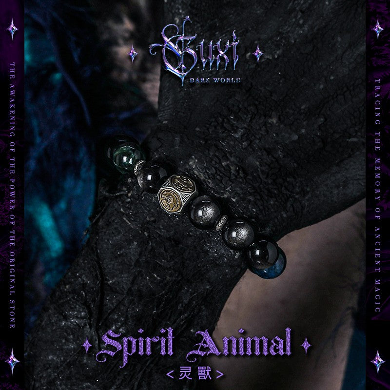 Spirit Beast 925 Silver Bead Bracelet for Men — side detail (Buddhabelief sterling silver ring collection)
