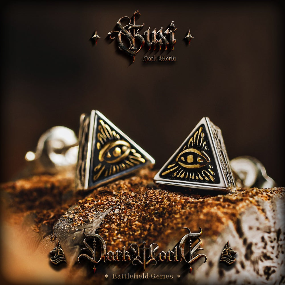 Eye of Horus Triangle Silver Studs — view 2