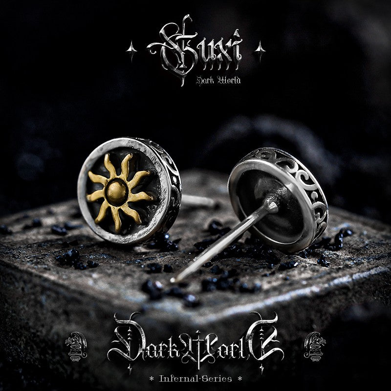 Vintage Sun 925 Silver Stud Earrings — view 2