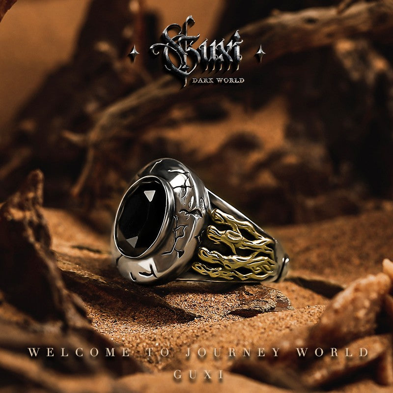 Battle Scars 925 Silver Ring - Men's Retro Statement detail view 1