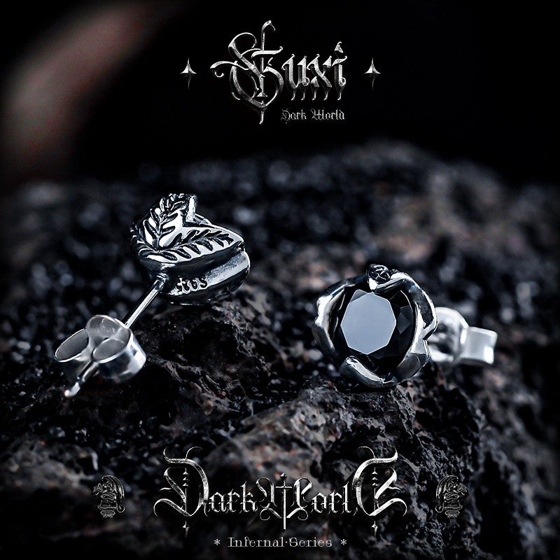 Aspiration Retro Zirconia Stud Earrings for Men detail view 1