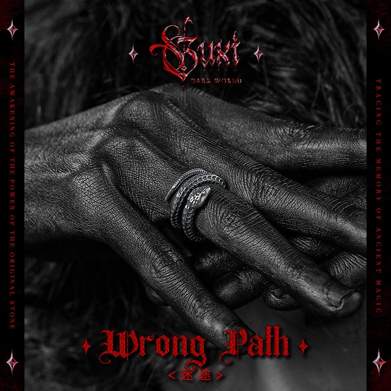 “Lost Path” Serpent Ring - 925 Silver Men's Open Design detail view 1