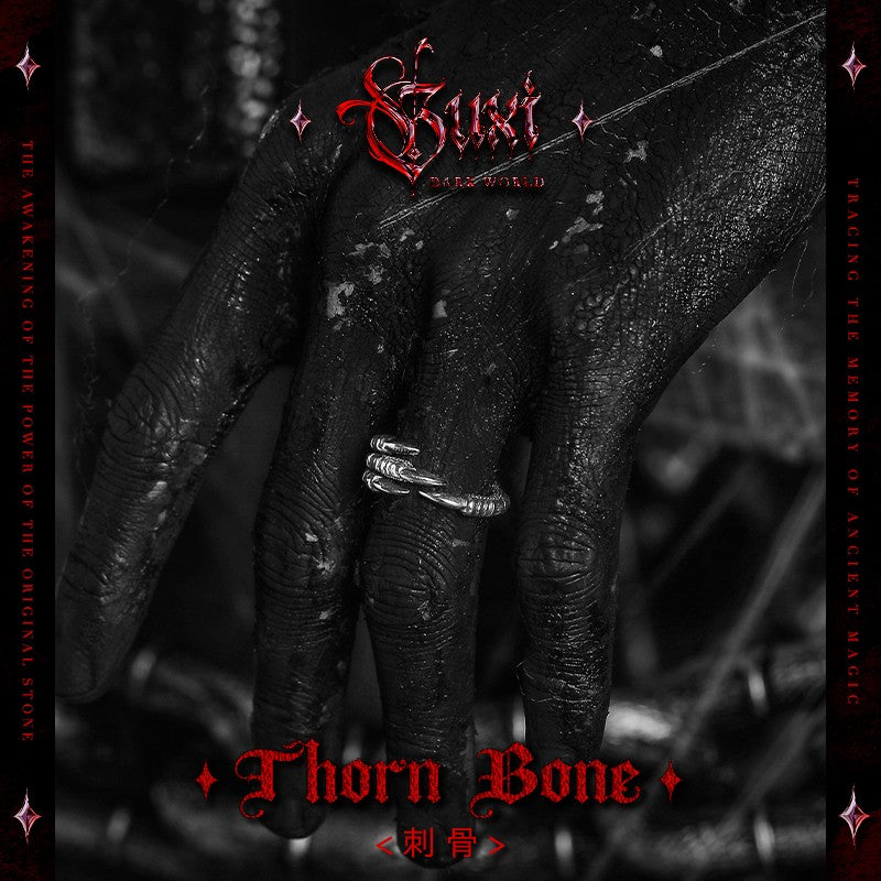 925 Silver Bone Dragon Claw Ring — side detail (Buddhabelief sterling silver ring collection)