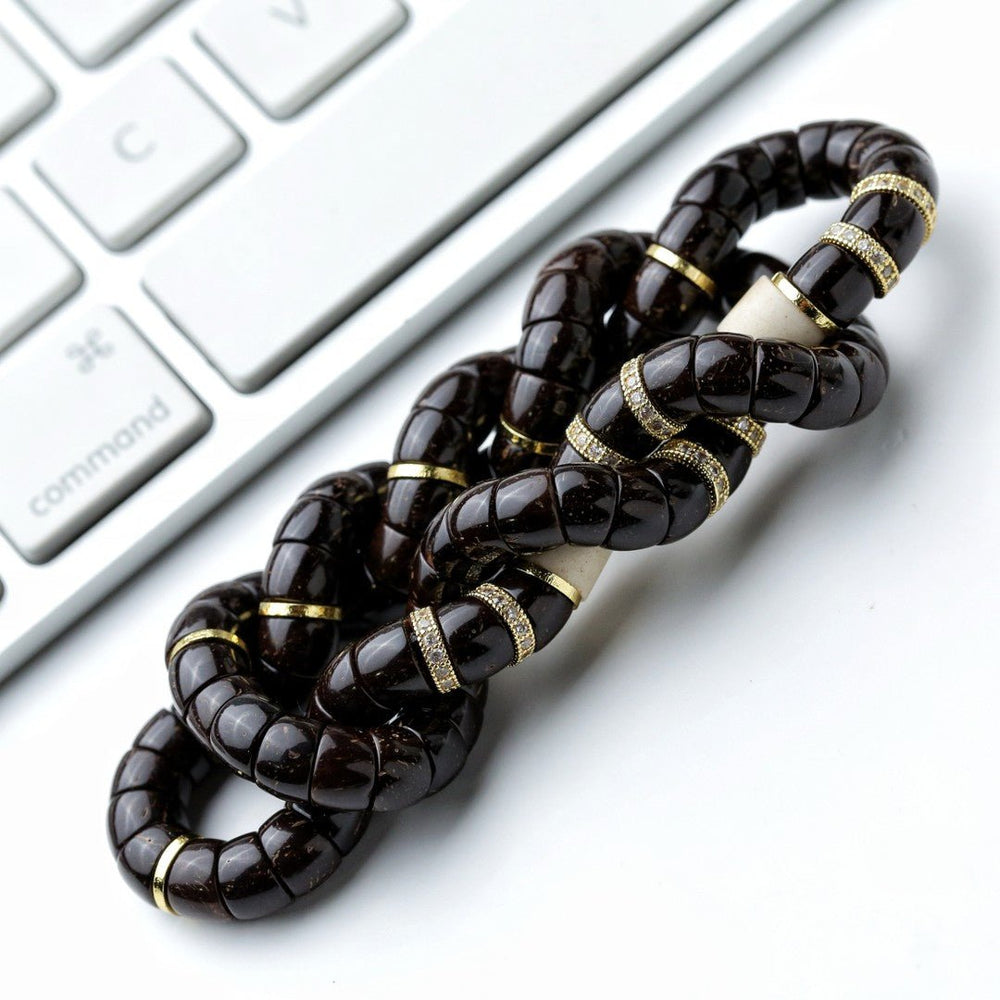 Black Gold Coconut Bead Bracelet – Hand-Polished Antique Finish - view 2