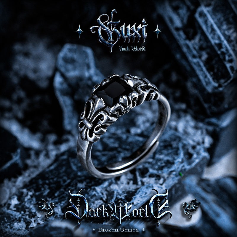 925 Silver Lone Shadow Dark Minimalist Ring — view 2