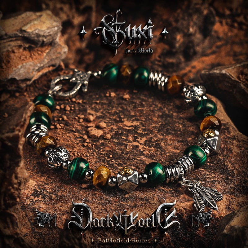Feather Hunter 925 Silver Beaded Bracelet for Men — view 2