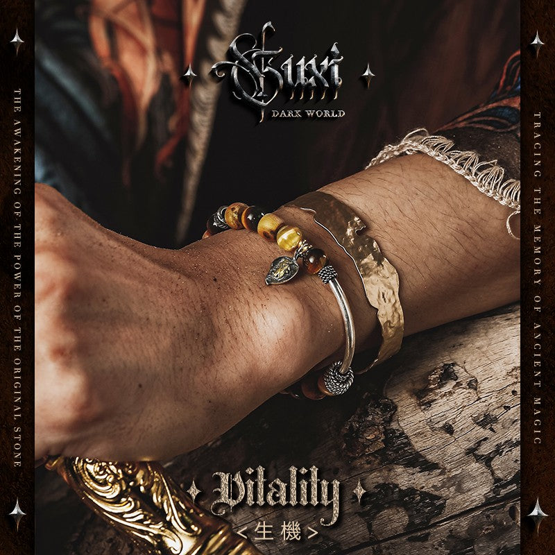 Vitality 925 Silver Beaded Bracelet for Men — side detail (Buddhabelief sterling silver ring collection)