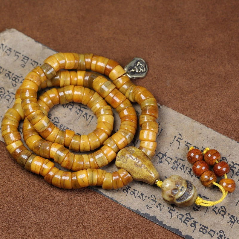 Tibetan Natural Yak Bone 108 Prayer Beads – Handcrafted Buddhist Mala for Meditation, Collection & Spiritual Blessing - Buddhabelief