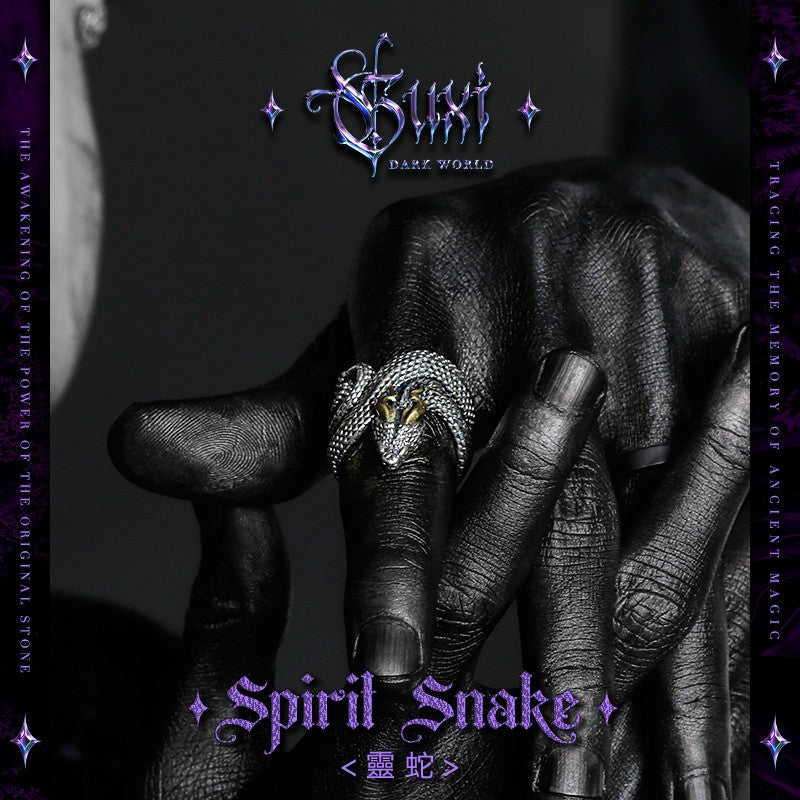 Spirit Serpent 925 Silver Ring - Dark Vintage Style detail view 1