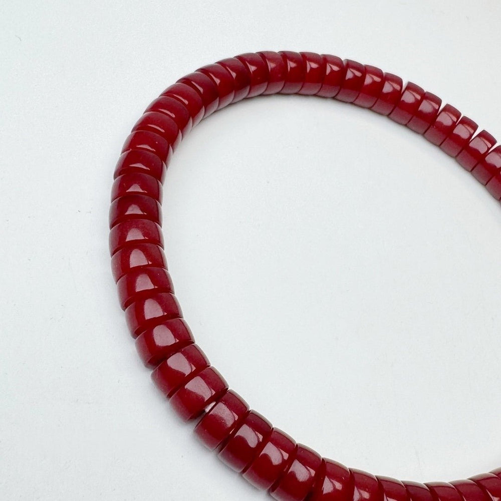Tibetan Red Gold Bodhi Root Bracelet | Hand-Cut Vermilion - view 3