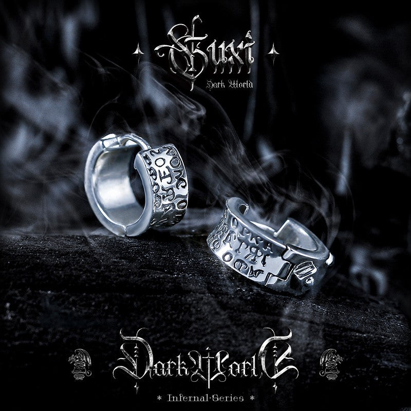 Apocalyptic Seal Silver Punk Cross Stud — view 3