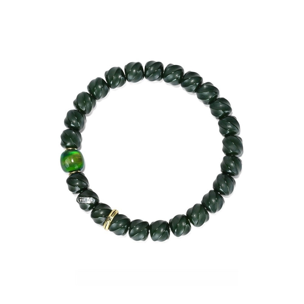 Green Qi Wheel Bodhi Bracelet | Wood Elixir Energy Beads - view 3
