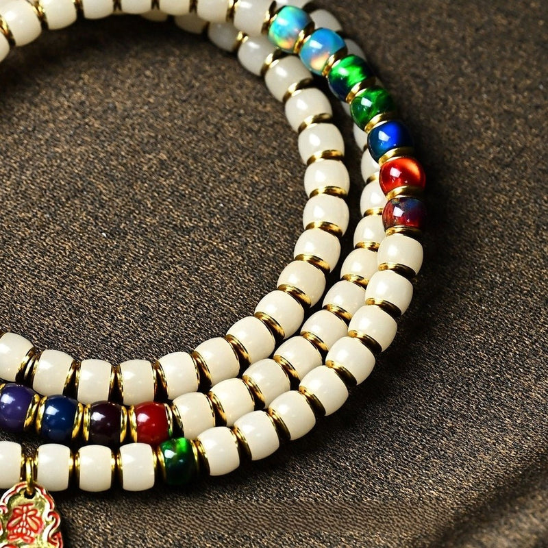 Xuanyuan Huangdi Buddha Bead Necklace - 7mm Master Grade Bodhi Seeds, Fully Hand - Inlaid - A Collector's Spiritual Item - Buddhabelief
