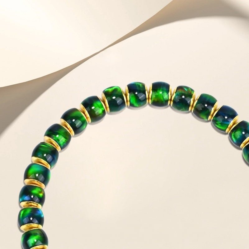 Crystal World Guardian Armor Series "Golden Shield, Blue Tide" Original Designer Bracelet - Wizard of Oz Themed Illusionary Green and Gold Crystal Bracelet - Buddhabelief