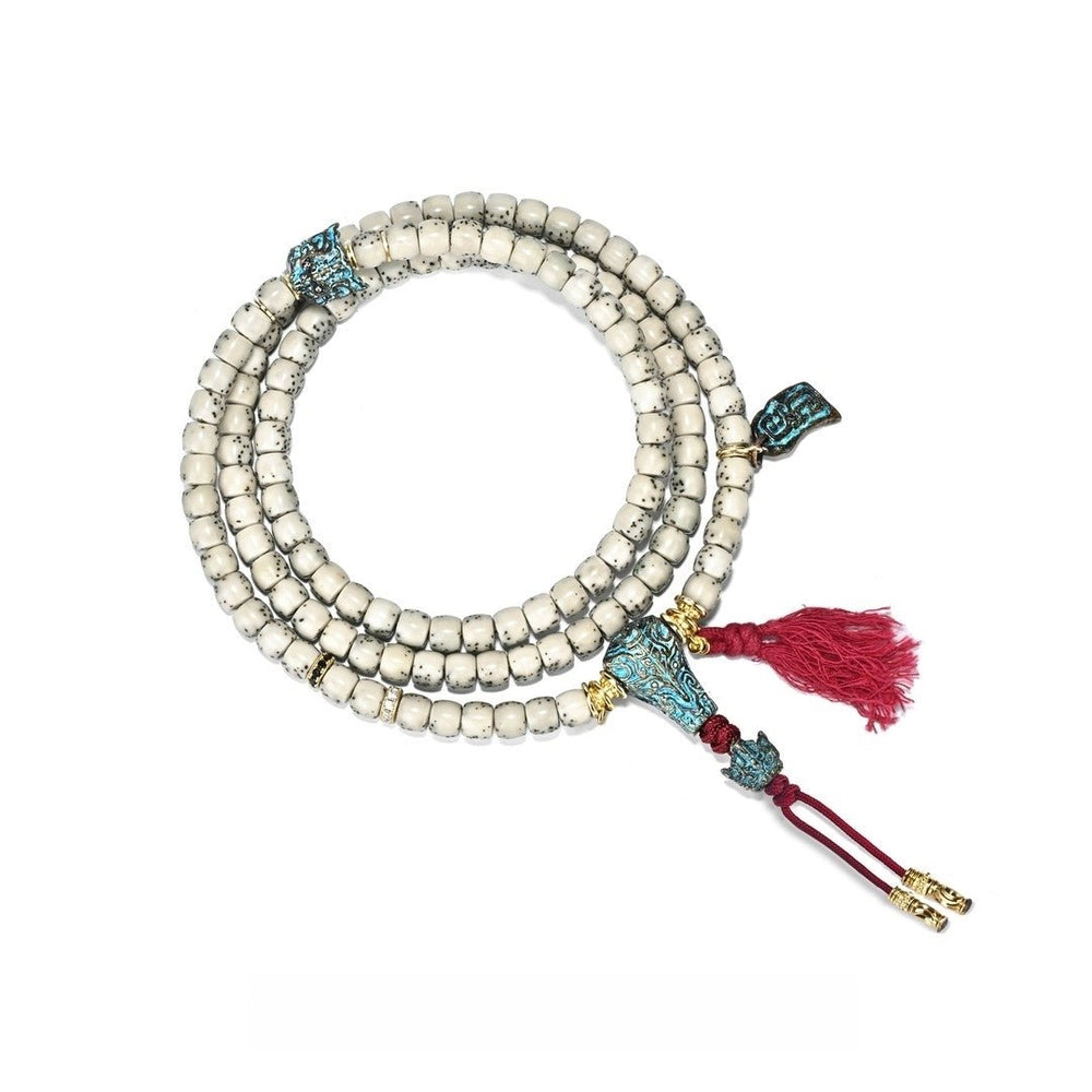 Dragon-Tiger Star Moon Bodhi Mala | Hainan Maogan 6x5 Necklace — view 3
