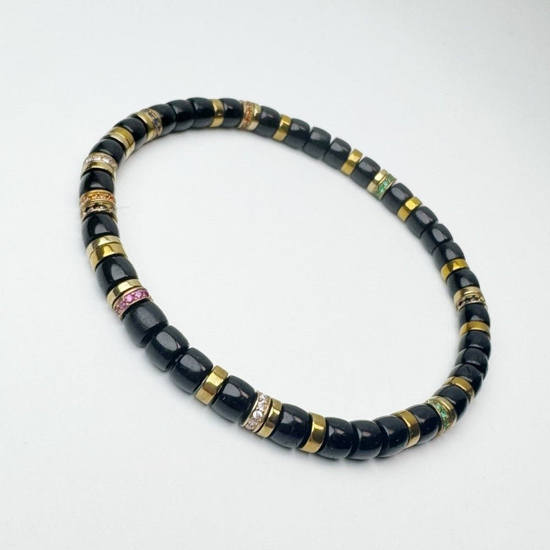 Tibetan - Cut Black Gold Coconut Shell Bracelet - 5.4mm Spiritual Mala for Grounding & Protection - Monk - Blessed Handcrafted Buddhist Jewelry - Buddhabelief