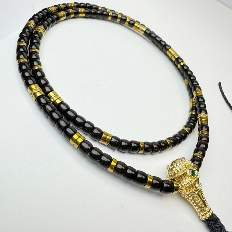 Artisan - Made Coaxial Straight - Cut Natural Black Gold Coconut Pedicle 108 Prayer Beads – For Meditation & Collection - Buddhabelief