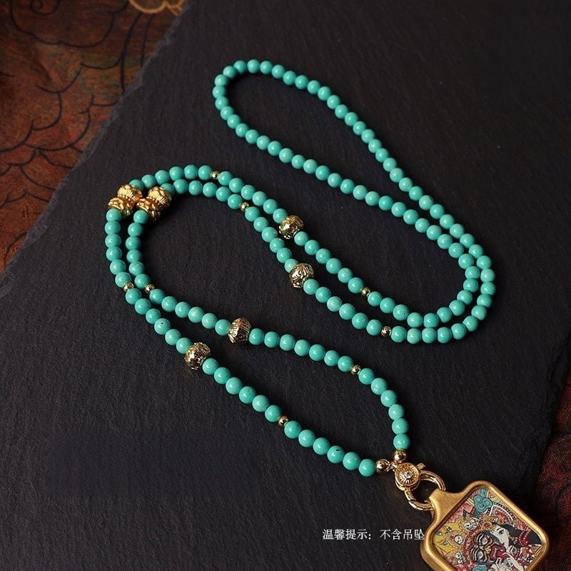 Magnesite Bead Pendant Chain – Buddhist Thangka & Amulet Hanging Rope - view 3